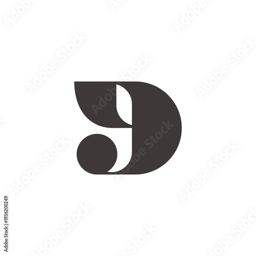 letter d dot linked simple geometric logo vector