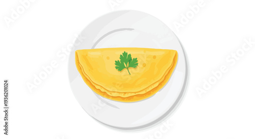 Delicious Golden Crepe with Fresh Parsley Garnish on a White Plate