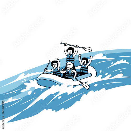 Happy People White Water Rafting Adventure