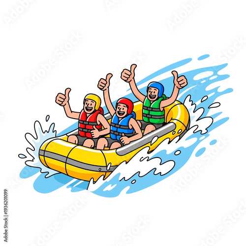 Happy People Whitewater Rafting Adventure, Thumbs Up