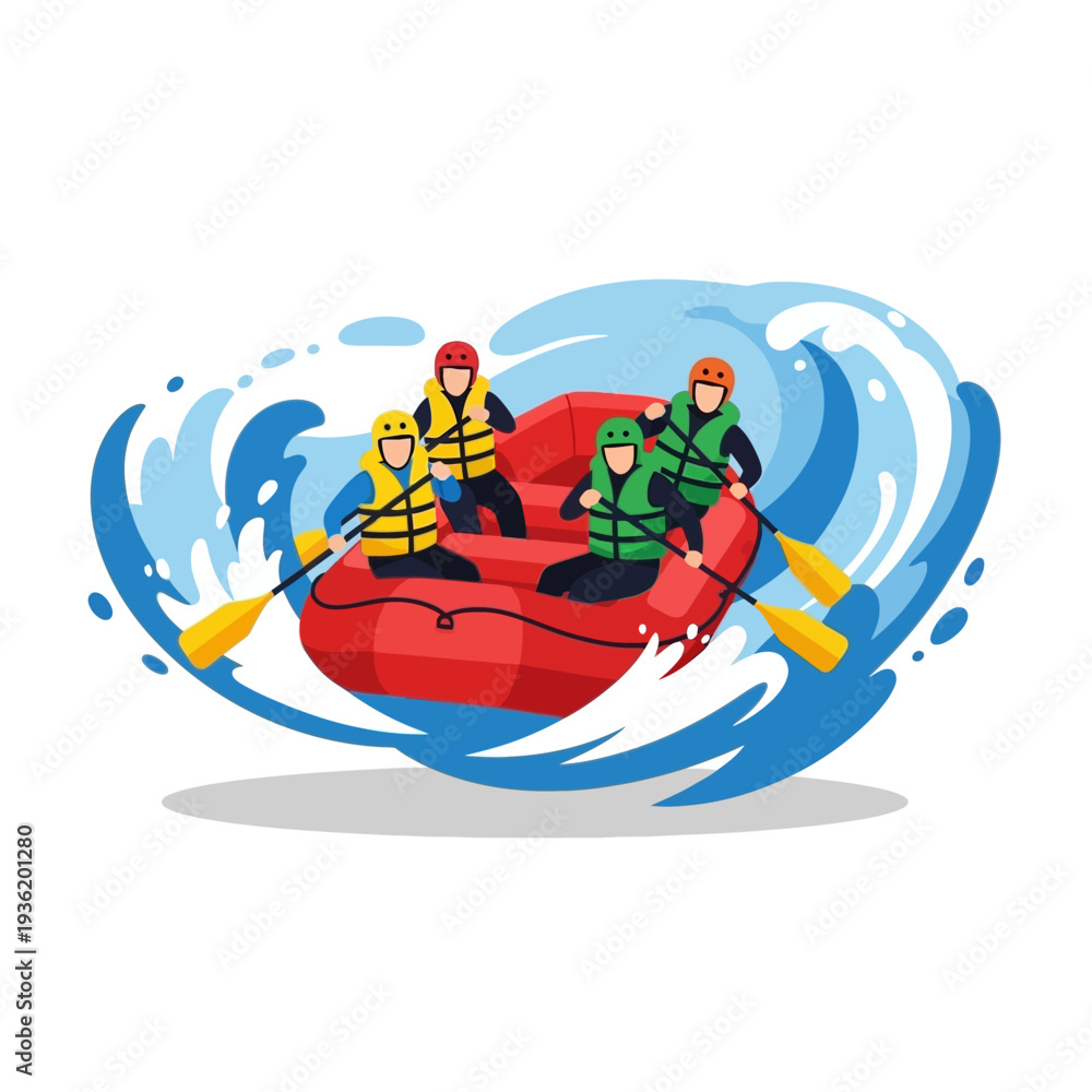 Fototapeta premium People Rafting Down Rapids - Exciting Adventure Water Sport