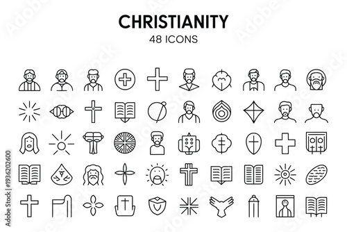Christianity icons set for web and mobile applications