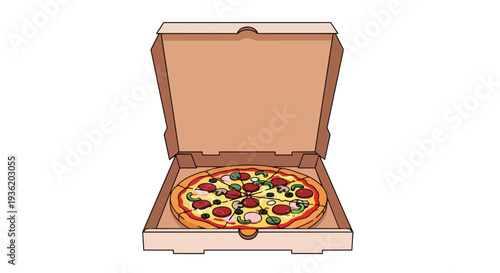 Delicious Pepperoni Pizza in Open Cardboard Box, Ready to Eat