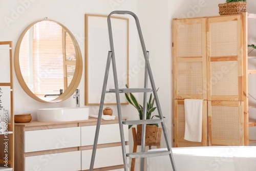 Interior of bathroom with s...