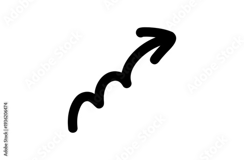 手書きペン風ステップ矢印イラスト 右上カーブ