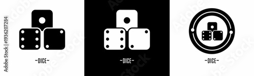 Dice logo set. Collection of black and white logos. Stock vector.
