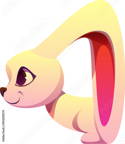 Number four math symbol as cute cartoon rabbit animal character, agriculture typeface, farm font, type, funny alphabet for early kids learning. Vector digit 4 mathematics sign as sweet bunny