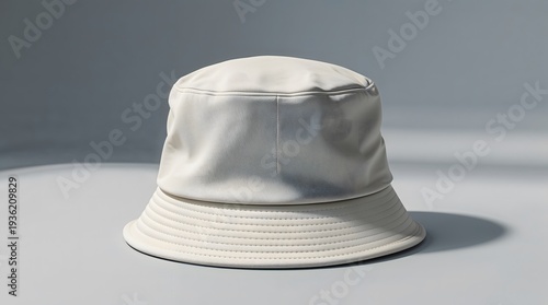 Plain White Bucket Hat Isolated on a Neutral Background