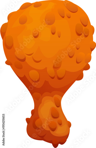 Cartoon chicken drumstick fast food takeaway meal. Juicy and roasted fried poultry leg with crispy, golden brown coating. Isolated vector flavorful chicken drum, fastfood grilled snack, delicious dish