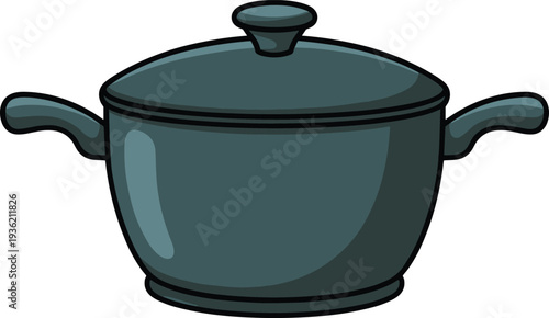 Stainless steel pot food vector on white background.