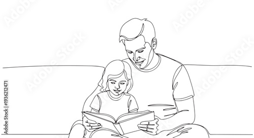 A father reading a book to his daughter on a sofa, a moment of connection and learning