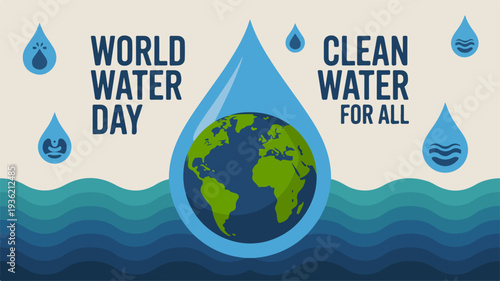 World Water Day illustration with clean water for all concept