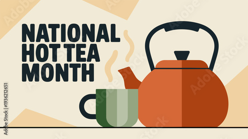 National Hot Tea Month Illustration