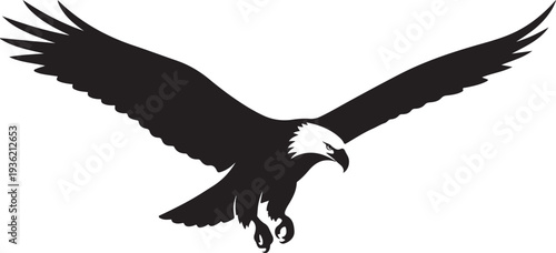 Powerful eagle flying wall art design featuring a bold soaring eagle silhouette in a clean detailed style.