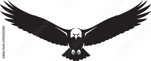 Powerful eagle flying wall art design featuring a bold soaring eagle silhouette in a clean detailed style.