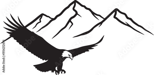 Powerful eagle flying wall art design featuring a bold soaring eagle silhouette in a clean detailed style.