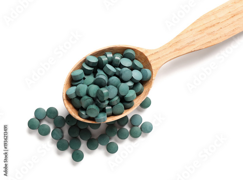 Wooden spoon with spirulina...