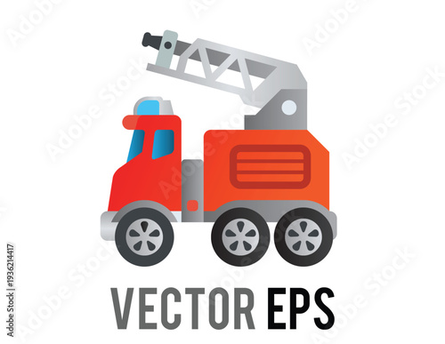 Stylized red fire truck with a ladder and flashing lights