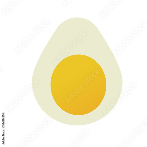 Eggs closeup: egg in shell, half and fried egg with shadow, stock vector illustration, isolated on white background.