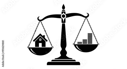 Balance Scale with House and Graph.