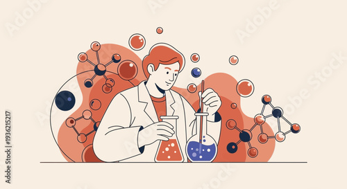 Scientist Conducting Laboratory Experiment with Chemicals.