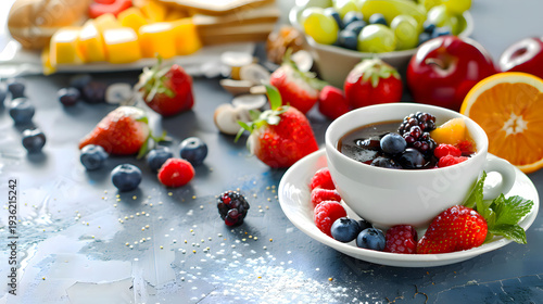 Healthy breakfast bowl with fruits and berries