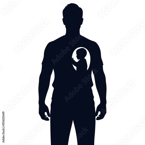 Father holding baby vector illustration of silhouette design