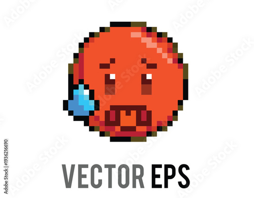 Pixel art emoji with sweat drop and tongue out, representing embarrassment or heat