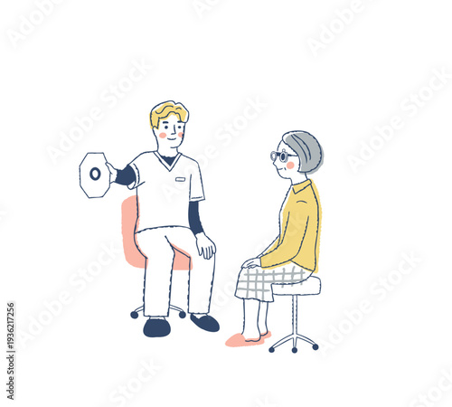 眼の検査をしている眼科検査士と女性患者