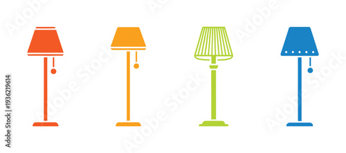 A set of 4 standing lamp icons, perfect for websites, print design, or apps.
