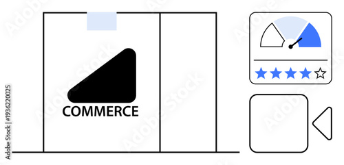 E-commerce concept. E-commerce systems using performance metrics, user feedback, and business rating tools. E-commerce for online sales platforms, customer experience, retail strategies, and growth