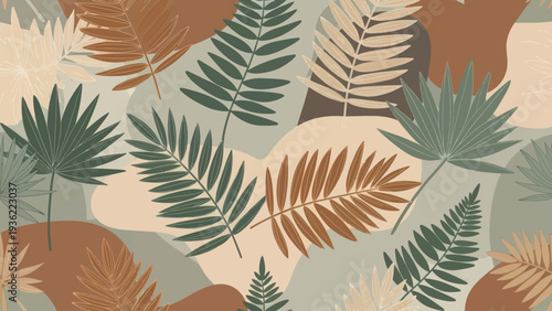 Tropical Leaves Pattern Abstract Botanical Design.