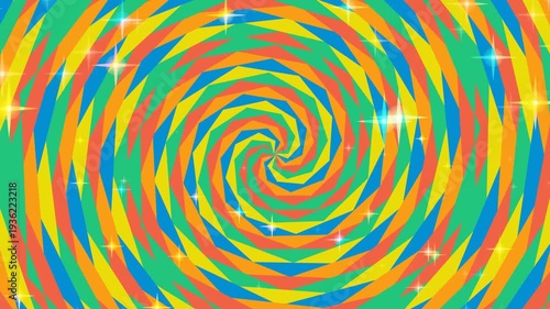 Vibrant hypnotic spiral with dynamic colors and sparkling effects for captivating visuals
