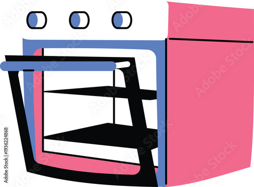 Pink oven kitchen appliance illustration 