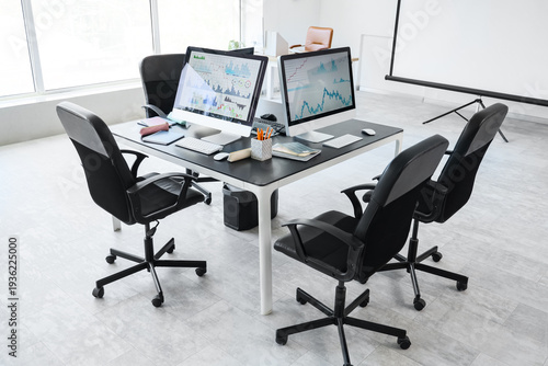Table with computer monitor...