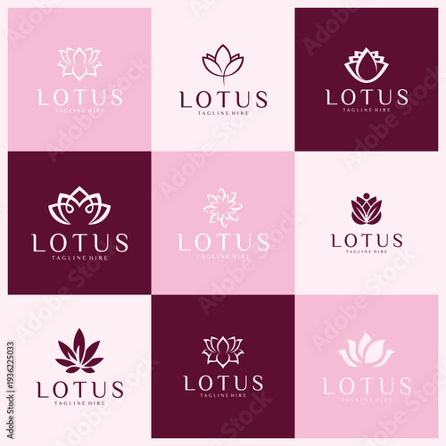 Elegant Lotus Flower Logo Collection for Wellness Spa Beauty and Yoga Brands