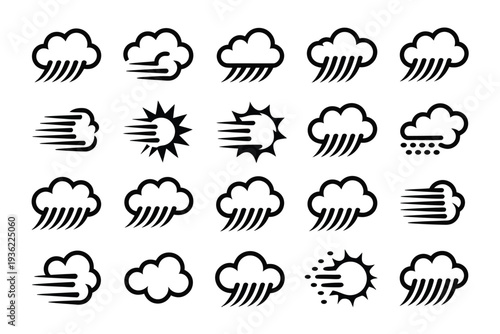 Weather icons set for forecasting and climate prediction applications