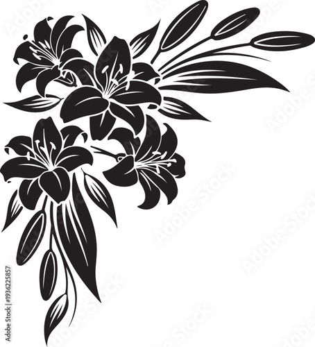 Foto Elegant minimalist floral corner design featuring delicate botanical lines in a