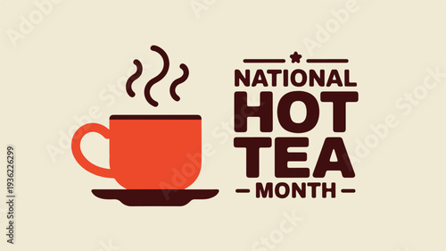 National Hot Tea Month Illustration