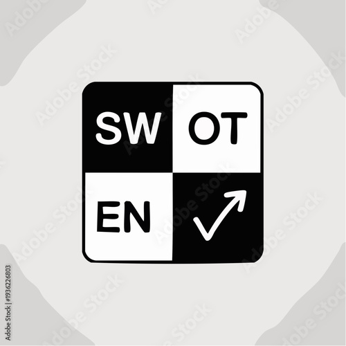 SWOT analysis icon with checkmark symbol.