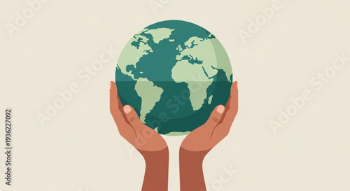 Earth Day Human hands gently cradle the planet Earth, symbolizing global care, environmental stewardship, and a hopeful future for sustainable living and collective well-being across the world