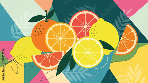 Vibrant Assortment of Citrus Fruits Artfully Arranged.