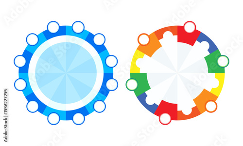Colorful Wheel of Fortune and Blue Gear Icons Representing Luck Rewards and Game Progress for App Interface