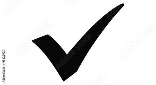 Simple black check mark icon on a white background representing confirmation