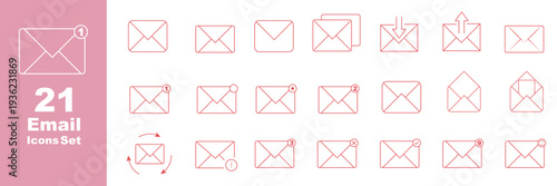 Print. Email icon set vector illustration scalable graphic design for digital communication platforms - editable modern style icon. email envelope icon set for logo. Send and receive email icon set