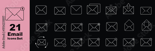 Print. Email icon set vector illustration scalable graphic design for digital communication platforms - editable modern style icon. email envelope icon set for logo. Send and receive email icon set
