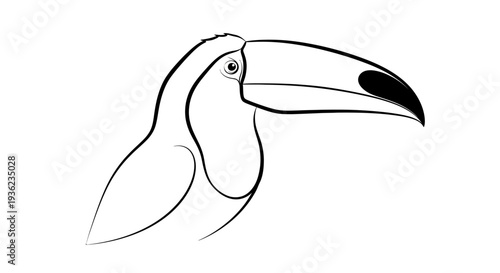 Minimalist outline of a toucan bird on white background vector illustration