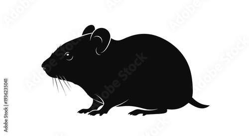 Silhouette of a mouse isolated on white background for various design projects