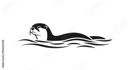 Swimming river otter silhouette graphic design for nature and wildlife
