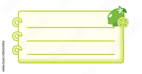 Green paper memo. Blank sticky note with lime design. Vector illustration.